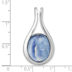 Sterling Silver Rhodium-plated Polished Oval Kyanite Teardrop Chain Slide Pendant