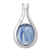 Sterling Silver Rhodium-plated Polished Oval Kyanite Teardrop Chain Slide Pendant