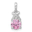 Sterling Silver Rhodium-plated Polished Round Pink CZ -X- Pendant