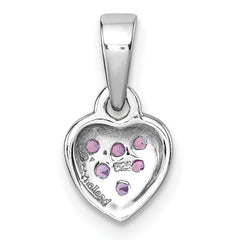 Sterling Silver Rhodium-plated Polished Pink CZ Heart Pendant