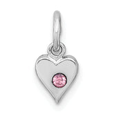 Sterling Silver Madi K Rhodium-plated Pink Crystal Heart Childrens Pendant