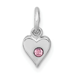 Sterling Silver Madi K Rhodium-plated Pink Crystal Heart Childrens Pendant