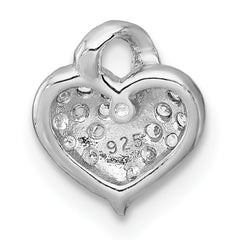 Sterling Silver Rhodium-plated Polished Pave CZ Heart Childrens Pendant