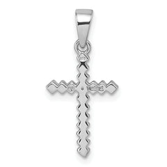 Sterling Silver Rhodium-plated Polished Multi-color CZ Cross Pendant