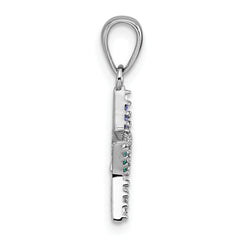 Sterling Silver Rhodium-plated Polished Rainbow Nano Crystals Star With Mini Star Dangle Childrens Pendant