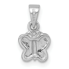 Sterling Silver Rhodium-plated Children's Purple Enamel Butterfly Pendant