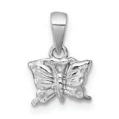 Sterling Silver Madi K Rhodium-plated Polished and Textured Butterfly Childrens Pendant
