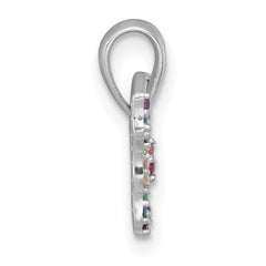 Sterling Silver Rhodium-plated Polished Rainbow Nano Crystals Butterfly Childrens Pendant