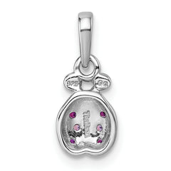 Sterling Silver Rhodium-plated Polished Pink And Red CZ Lady Bug Pendant