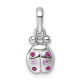Sterling Silver Rhodium-plated Polished Pink And Red CZ Lady Bug Pendant