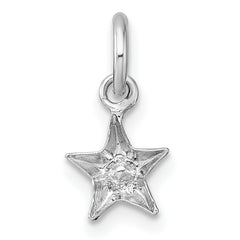 Sterling Silver Madi K Rhodium-plated Polished Blue Crystal Center Star Childrens Pendant