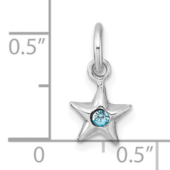 Sterling Silver Madi K Rhodium-plated Polished Blue Crystal Center Star Childrens Pendant