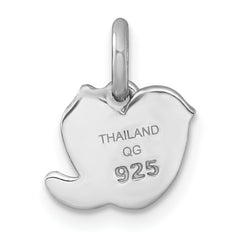 Sterling Silver Rhodium-plated Polished Green/Pink/Yellow Enamel Heart And Moon Childrens Pendant