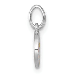 Sterling Silver Rhodium-plated Polished Pink and Yellow Enamel Moon and Star Childrens Pendant