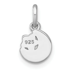 Sterling Silver Rhodium-plated Polished Pink and Yellow Enamel Moon and Star Childrens Pendant