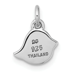Sterling Silver Rhodium-plated Brushed Little Bird Pendant