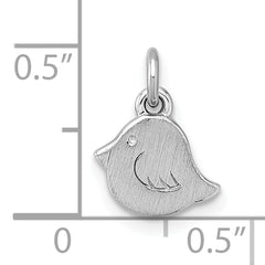 Sterling Silver Rhodium-plated Brushed Little Bird Pendant