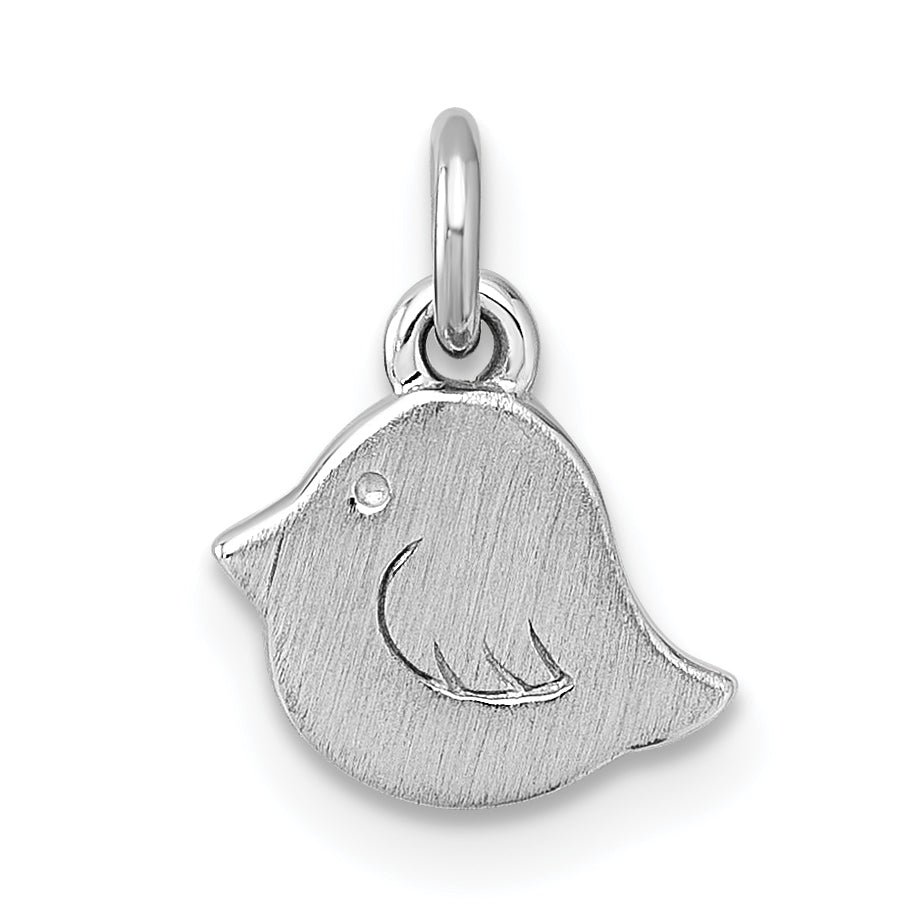 Sterling Silver Rhodium-plated Brushed Little Bird Pendant