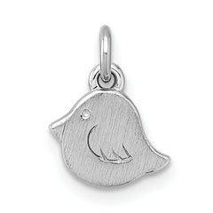 Sterling Silver Rhodium-plated Brushed Little Bird Pendant