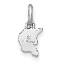 Sterling Silver Rhodium-plated Polished White and Rainbow Enamel Unicorn Head Childrens Pendant