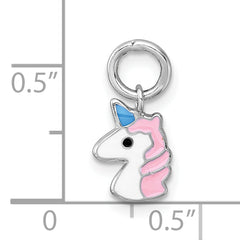 Sterling Silver Madi K Rhodium-plated Enameled Unicorn Childrens Pendant