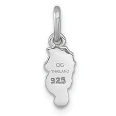 Sterling Silver Rhodium-plated Polished White and Rainbow Enamel Seahorse Childrens Pendant