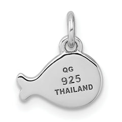 Sterling Silver Rhodium-plated Polished Whale Pendant