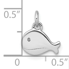 Sterling Silver Rhodium-plated Polished Whale Pendant