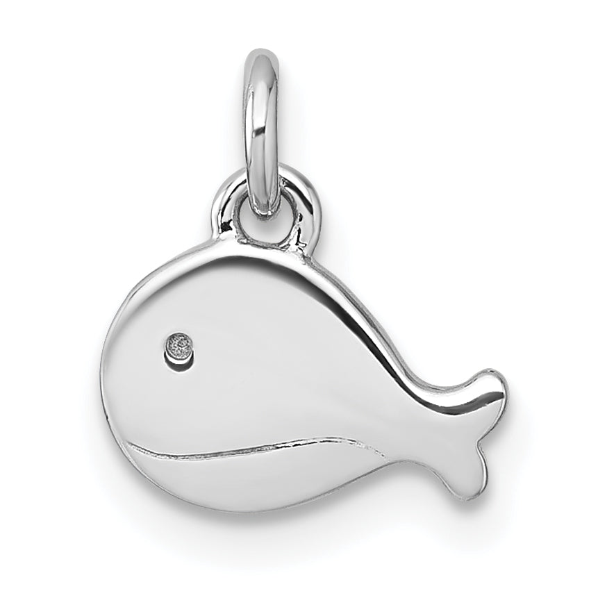 Sterling Silver Rhodium-plated Polished Whale Pendant