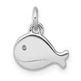 Sterling Silver Rhodium-plated Polished Whale Pendant