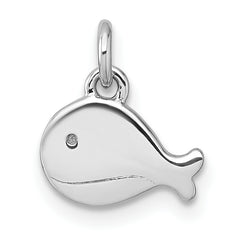 Sterling Silver Rhodium-plated Polished Whale Pendant