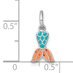 Sterling Silver Madi K Rhodium-plated Enameled Mermaid Tail Childrens Pendant