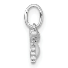 Sterling Silver Rhodium-plated Polished Black Enamel and White CZ Crab Childrens Pendant