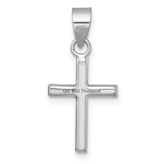 Sterling Silver Rhodium-plated Polished Pink/Blue/Green/Purple Crystal Childrens Cross Pendant