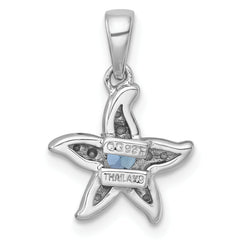 Sterling Silver Rhodium-plated Polished Light Swiss Blue Topaz Starfish Pendant
