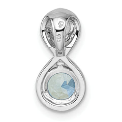 Sterling Silver Rhodium-plated Polished Round Lab Created Paraiba and CZ Infinity Chain Slide Pendant