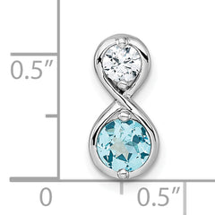 Sterling Silver Rhodium-plated Polished Round Lab Created Paraiba and CZ Infinity Chain Slide Pendant