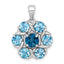 London Blue & Swiss Blue Topaz Flower Pendant in Sterling Silver, 26mm - Sophia Jewelers