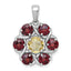 Citrine & Garnet Flower Pendant in Sterling Silver, 26mm - Sophia Jewelers