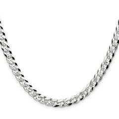 Sterling Silver 5.9mm Flat D/C Pave Curb Chain