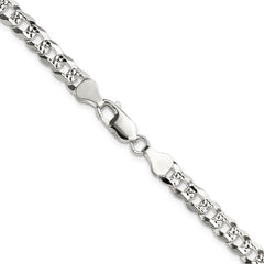 Sterling Silver 5.9mm Flat D/C Pave Curb Chain