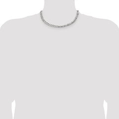 Sterling Silver 5.9mm Flat D/C Pave Curb Chain