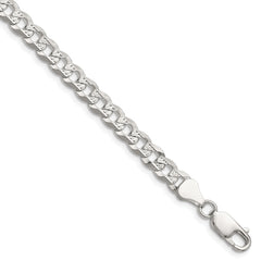 Sterling Silver 5.9mm Flat D/C Pave Curb Chain
