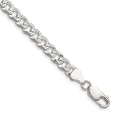 Sterling Silver 5.9mm Flat D/C Pave Curb Chain