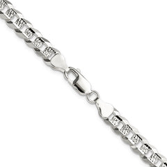 Sterling Silver 6.75mm Flat D/C Pave Curb Chain