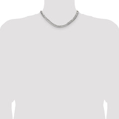 Sterling Silver 6.75mm Flat D/C Pave Curb Chain