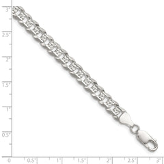 Sterling Silver 6.75mm Flat D/C Pave Curb Chain
