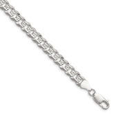 Sterling Silver 6.75mm Flat D/C Pave Curb Chain