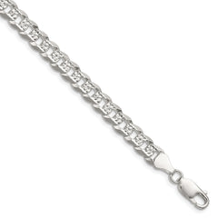 Sterling Silver 6.75mm Flat D/C Pave Curb Chain
