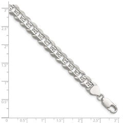 Sterling Silver 7.9mm Flat D/C Pave Curb Chain